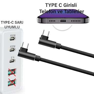Metre TYPE-C Şarj Kablosu HIZLI Şarj Samsung İphone Uyumlu Type c to Type C Uzun Kablo - Görsel 4