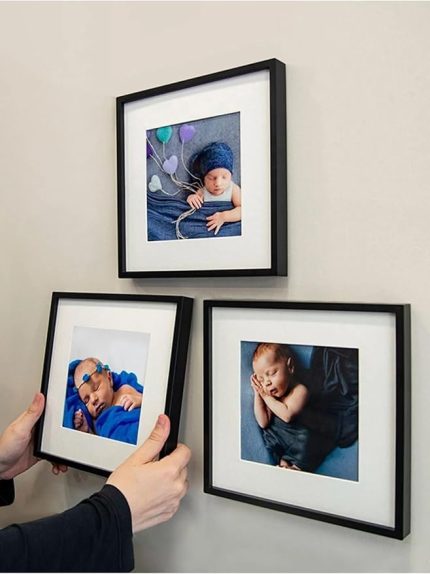 Sök-tak Paspartulu Siyah 21x21cm Kare Fotoğraf Çerçevesi - 3'lü Paket