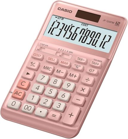 JF-120FM-PK Pembe 12 Hane Masa Üstü Hesap Makinesi