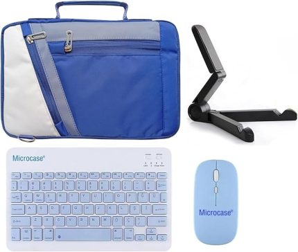 Microcase iPad 10.9 2022 10.Nesil Uyumlu Tablet Çanta+Türkçe Bluetooth Klavye +Mouse+ Standı - Mavi AL4384