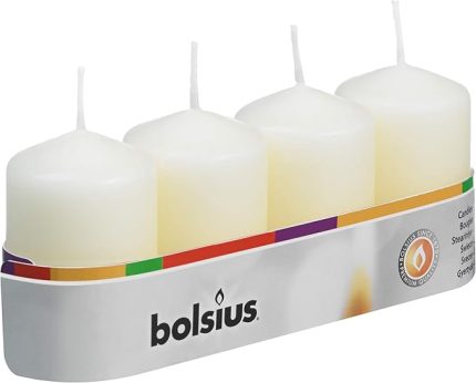 Fildişi Sütun Blok Mum, 7 Saat Yanma Süreli, 60/40mm (4'lü Paket)