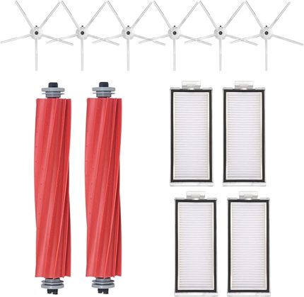 Q7 Max / Q7 Max Plus / T8 Robot Süpürge Aksesuarları için Uyumlu Yedek Parça Aksesuarları, 2 Kauçuk Ana Fırça 6 Yan Fırça 4 HEPA Filtre