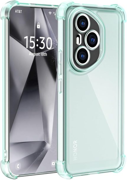 Honor 400 Pro için Kılıf - Güçlendirilmiş Köşeler ve Parmak İzi Önleyici Yumuşak Silikon TPU Darbeye Dayanıklı Yarı Saydam Mat Kılıf - Yeşil