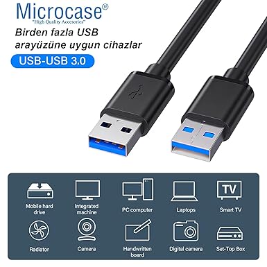 USB A to USB A iki ucu Erkek Çift Taraflu USB 3.0 Kablo 150 cm AL4779 - Görsel 2