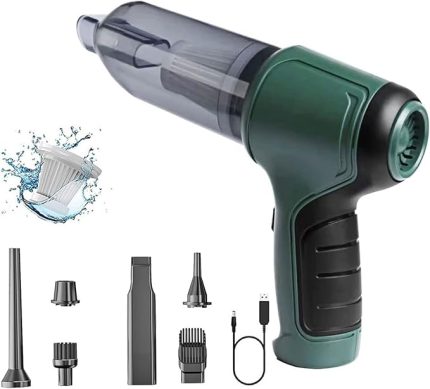 Elektrikli Süpürge Elde Taşınabilir Ev - 3-in-1 El Araba Süpürgesi, 12000PA Yüksek Güçlü, Fırçasız Motorlu, Islak/Kuru Fonksiyonlu, USB Şarjlı (Fırça motoru Yeşil)