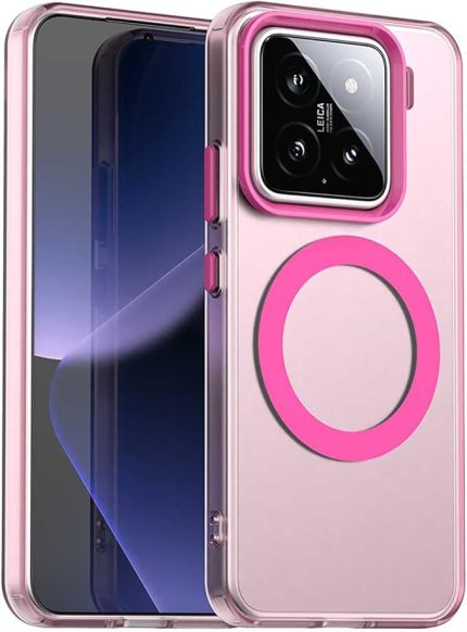 Xiaomi 15 5G için kılıf, Manyetik Şarj, Ultra-ince Yarı Saydam Mat Buzlu Sert PC + Yumuşak Silikon TPU Tampon Darbeye Dayanıklı Kılıf (Kırmızı)