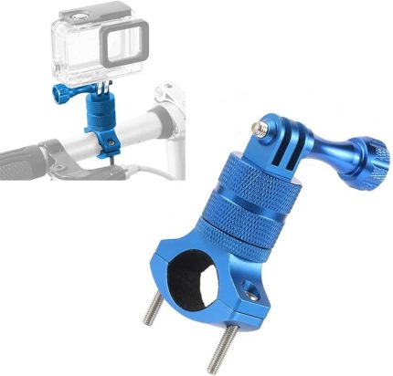 Alüminyum alaşım bisiklet tutucu, bisiklet kelepçesi, montaj, motosiklet gidonu tutucusu, 360 derece dönebilir, metal tutucu, bisiklet tutucu, Gopro Hero 8/7/6/5/4/3 / Xiaoyi aksiyon kamerası için (mavi)
