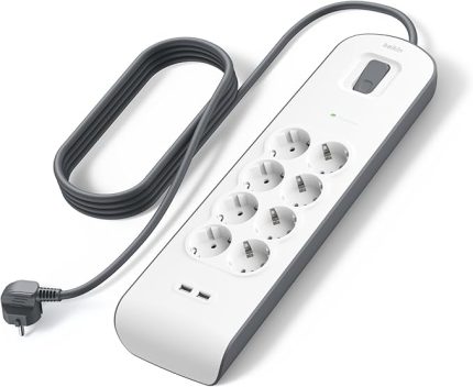 bsv804Vf2M Akım Korumalı Uzatma Priz,8 Çıkışlı Priz,2,4A Çıkışlı iki (2) adet USB Bağlantı Noktası ,2M, 2x2.4A USB Girişi