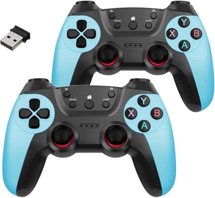 Çiftli 2.4G Kablosuz Oyun Kolu PC Uyumlu Pilli Joystick Wireless GamePad Hassas Trigger Kaymaz Tasarım Çiftli G2.4G (Turkuaz)