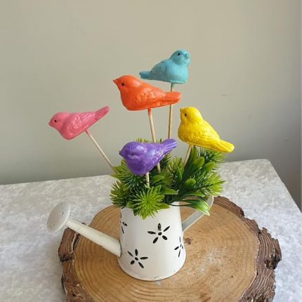 5 Li Rengarenk Kuşlu Saksı Dibi Süsü 6 * 3 Mavi,Pembe,Sarı,Kırmızı,Çok Renkli Mavi,Pembe,Sarı,Kırmızı,Çok Renkli 6 * 3