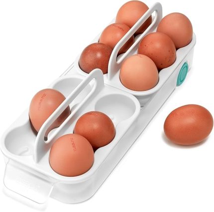 Joseph FridgeStore Yumurta Saklama Kutusu - 12 Yumurta Tutar, Kolay Erişim Kolu ve Tekerlekleri, BPA İçermeyen Buzdolabı Düzenleyici