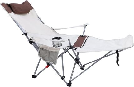 Lounge Sandalyesi, Taşınabilir Kamp Sandalyesi Foldbar 900D Oxford Kumaş Çelik Tüp Sırt çantası Için (Haki)