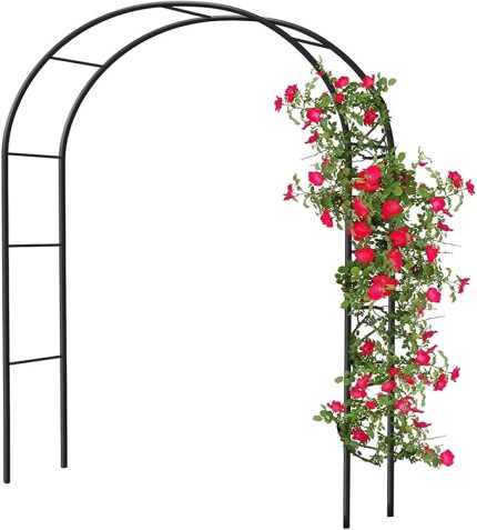 Ağır Hizmet Galvanizli Metal Bahçe Kemeri - Tırmanma Bitkileri ve Çiçekleri için Dayanıklı Siyah Gül Çardak Kafesi Mükemmel Ağ Geçidi Dekorasyonu (G 2,2 x Y 2,4 m)