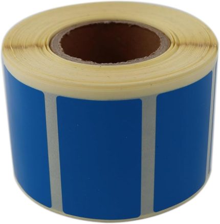 Renk Baskılı Etiket 50mm x 30mm Ölçülerinde 1000 Adet 40mm Kuka Çapında Kendinden Yapışkanlı Rulo Etiket (Mavi)