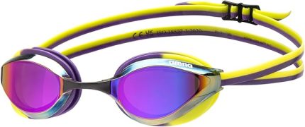 Üniseks Yetişkin Python Yarış Yüzme Gözlüğü Erkekler ve Kadınlar için Rekabetçi Yüzücüler Buğu Önleyici Ayna Lens Çift Kayışlı Küçük Kesim, Menekşe/Erik/Arktik Kireç