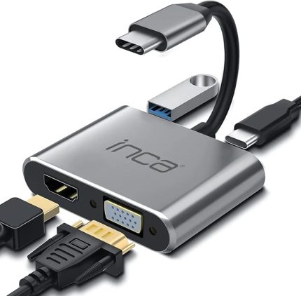 ITPC-06TXT 4'ü 1 Arada Type-C Hub Adaptör, HDMI 4K@30Hz, VGA 1080P@60Hz, USB 3.0, 100W PD Güç Dağıtımı, Alüminyum Kasa