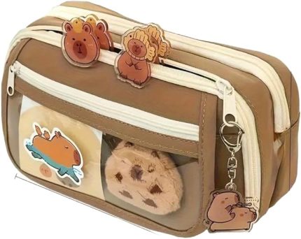 Kalem Kutusu Kapibara kalemlik büyük kapasiteli aksesuarlı geniş büyük boy Kawaii Kore Tarzı Sevimli Kalem Kutusu (1 ADET DOLL+5 ADET STİCKER DAHİLDİR)