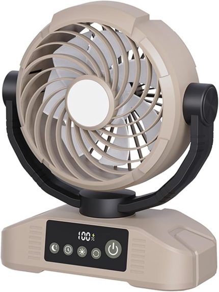 LED Işıklı Kamp Fanı, Taşınabilir 20000mAh Şarj Edilebilir Çadır Fanı, 5 Hızlı, 5 Saat Zamanlayıcı, Güç Bankası Fonksiyonu, Dış Mekan için USB Masaüstü Soğutucu, Verandalar, Elektrik