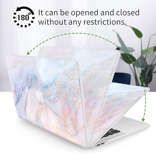 MacBook Pro 13 inç Laptop Kılıfı 2020 Release M1 A2338/A225/A2289 Touch ID ile Uyumlu Kılıf, Mermer Beyaz Desen Tasarımlı Koruyucu Plastik Sert Kabuk Kılıf ve Klavye Kapağı - Görsel 3