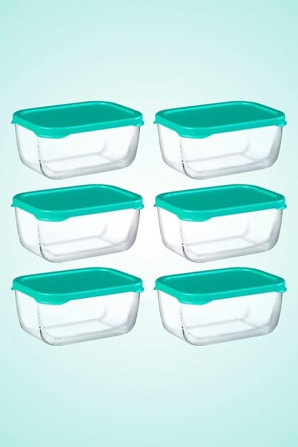 6'Lı Snowbox Saklama Kabı Takımı - 420Cc - Yeşil Kapaklı