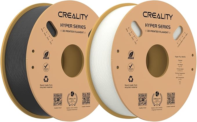 K1 Max/Ender 3 V3 SE/KE için Hyper PLA Filament Value Pack 1.75mm 2KG, Yüksek Hız 30-600mm/s için tasarlanmış PLA Filaman, Boyutsal Hassasiyet ± 0,03 mm (Beyaz+Siyah)