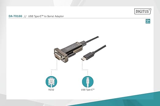 USB Seri Adaptör - RS232 Dönüştürücü - USB 2.0 Tip C - DSUB 9M - FTDI FT232RL Yonga Seti - 1 m Bağlantı Kablosu - Görsel 3