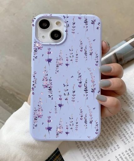 13/14 Uyumlu Silikon Telefon Kılıfı Premium Malzeme ve Desen Kalitesi PÖFÜDÜ01 (purple flowers)