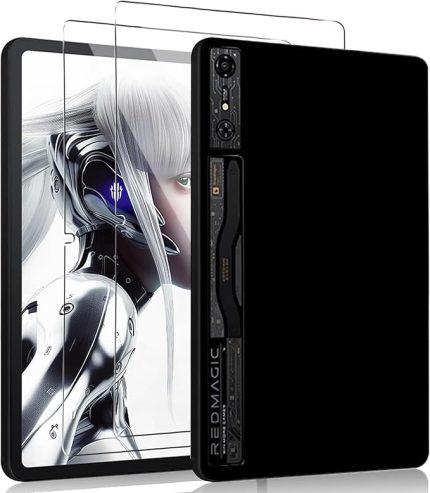 RedMagic Nova Gaming Tablet için Kılıf 10,9 inç + [2 Adet] Koruyucu Folyo, Ultra İnce [Darbeye Dayanıklı] [Çizilmez] Yumuşak Silikon Darbe Emici Kılıf Koruyucu Kılıf, Siyah