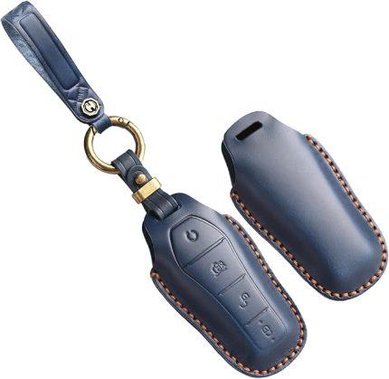 Anahtar kılıfı deri araba anahtarı kılıfı BYD Atto 3 Han Tang Song Pro-DM-i Yuan Qin Seal Yunus anahtar kılıfı araba anahtarı anahtar kutusu anahtarlık 4 tuşlu, Mavi, 4 Tasten