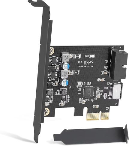 USB PCIe Kartı PCIe x1 to 19Pin USB 3.0 Başlık ve Tip E (A Key) Kart 1 Ön Panel USB A, 1 Ön Panel USB C, USB 3.0 5Gpbs PCI Express Genişletme Kartı Windows MacOS için