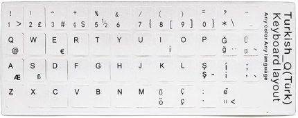 Türkçe Q Klavye Etiketi Laptop Macbook PC Sticker - Beyaz
