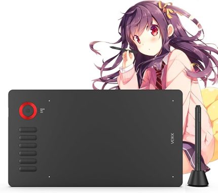 A15 Pro grafik çizim tableti, 10 x 6 inç dijital çizim tableti, 12 kısayol tuşu ve bir Quick Dial (8192 Level Pressure Battery -Free Stylus)