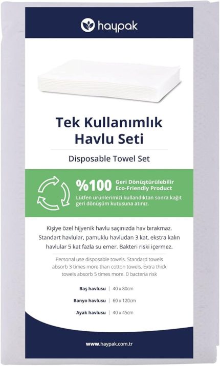 Tek kullanımlık 3'lü havlu seti S 12 adet