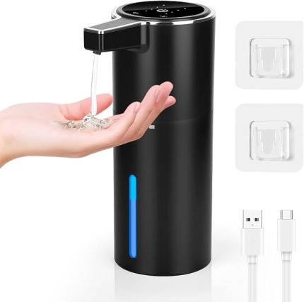 Otomatik sıvı sabunluk, 420 ml sensörlü elektrikli sabunluk, otomatik duvar montajı, USB ile şarj edilebilir, IPX5 su geçirmez, banyo, ofis, mutfak için