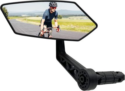 Bisiklet aynası, HD dikiz aynası, sol gidon için, gerçek cam, büyük bisiklet dikiz aynası, dışbükey bar ucu, elektrikli bisiklet gidon aynası için (14 – 20 mm)