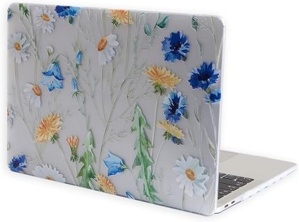 MacBook uyumlu Air 13 inç kılıf çiçek desenli mat TPU UV baskı ince hafif darbe emici sert koruma A1369 A1466 Sarı