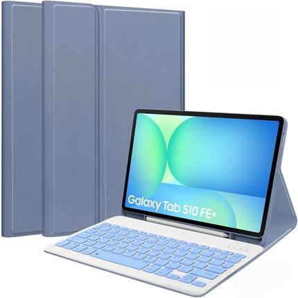 Samsung Galaxy Tab S10 FE+ Plus 13.1 inç 2025 Model (SM-X620/X626) İle Uyumlu Bluetooth Türkçe Q Klavyeli Kılıfı (Tablet Değildir) (Levender)