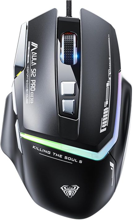 S12 Pro 12800 DPI 8 Tuşlu Makrolu Kablolu Optik Gaming Oyuncu Mouse Siyah