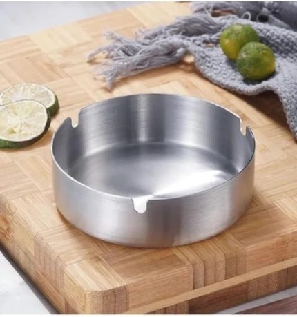 Çelik Mat Açık Yuvarlak Model Küllük Dekoratif Kül Tablası 10 Cm Küllük