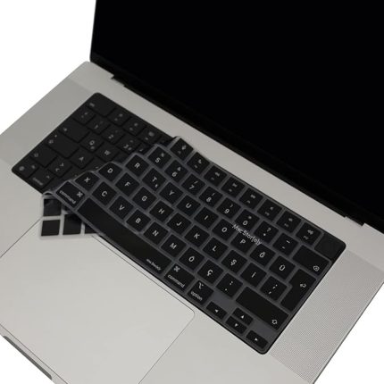 MacBook Türkçe‑Q Klavye Koruyucu | Açık Pembe | Siyah| Şeffaf Silikon Kapak M1/M2/M3 Touch ID Uyumlu – Toz, Dökülme ve Çizilmelere Karşı Koruma Siyah