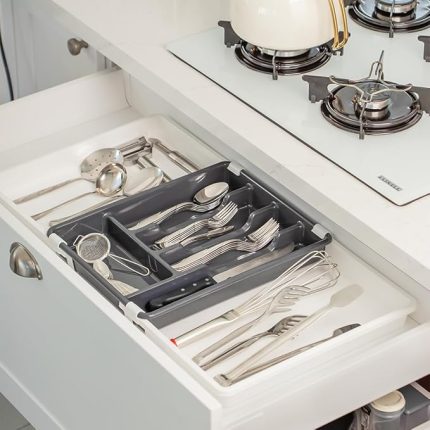Çok Fonksiyonlu Çift Açılır Kaşıklık Çekmece İçi Ayarlanabilir Pratik 5 Bölmeli Organizer