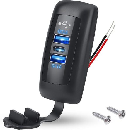 RV USB Çıkışı, Çift 18W QC3.0 ve 30W PD3.0 Portları USB Şarj Paneli Su Geçirmez Kauçuk Kapaklı 12V/24V Araba Kamyon Tekne için