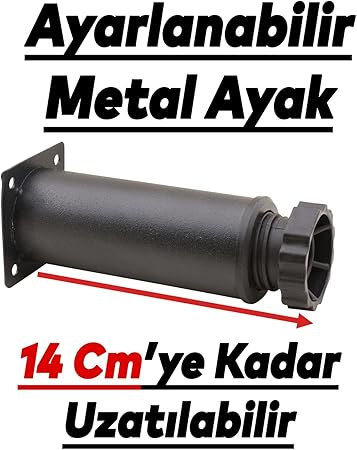 Ayarlanabilir Mobilya Kanepe Baza Koltuk Metal Destek Yükseltici Ayağı 12 cm Siyah Metal Ayak 4 Adet - Görsel 2