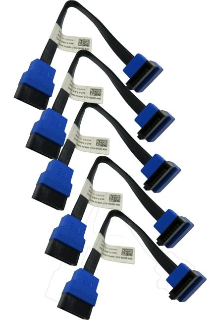 5 adet, SATA III Kablo 15 cm, 6 Gbps, 1 Düz ve 1 90° Açılı, Orjinal