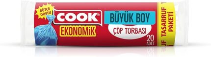 Ekonomik Büyük Çöp Torbasi Mavi 65 x 80 cm, 20'li Rulo