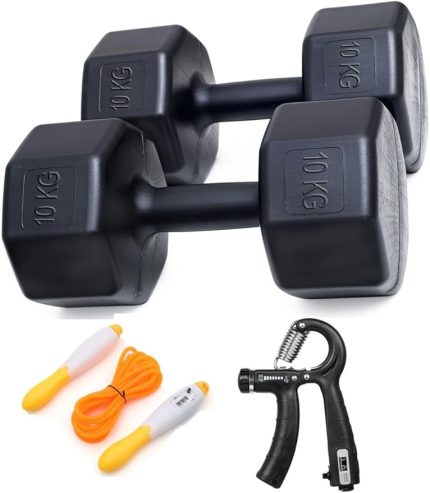 BESİNİSTANBUL 10 KG DAMBIL X 2 ADET = 20 KG SET SAYAÇLI AYARLANABİLİR EL YAYI + SAYAÇLI ATLAMA İPİ- SİYAH