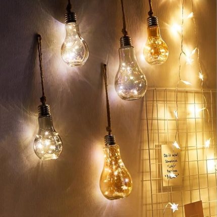 Sarkıt Lamba, Ampul, LED Işık Zinciri, Pilli, Tekstil Kablo, Asma Lamba, Elektriksiz Pille Çalışır, Bahçe Lambası, Fener, Doğum Günü, Düğün, Noel için Aydınlatma KX015 (Gold)