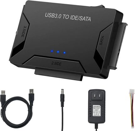 USB 3.0 IDE/SATA Sabit Sürücü Adaptörü, Harici Dönüştürücü için 2.5 "3.5" IDE SATA HDD SSD DVD Optik Sürücü, Evrensel Sabit Disk Okuyucu w/12 V 2A Güç Kaynağı Desteği 6 TB