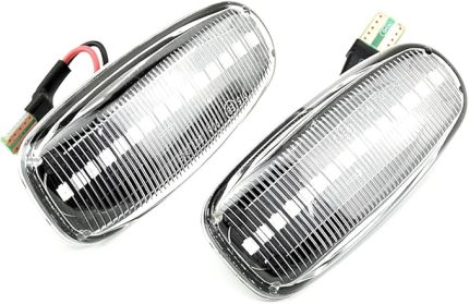 2 adet Led Dinamik Yan Gösterge Işığı, Çalışan Çamurluk Işık Yan Tekrarlayıcılar Flaşör Lambası Mercedes W210 W202 R170 W638 Kristal Beyaz Sarı Işık