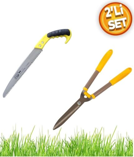 Bahçe Çim Cit Makası Ağaç Dal Kesme Budama Testere Seti Ahşap Kesme Testeresi 2 Parça Set